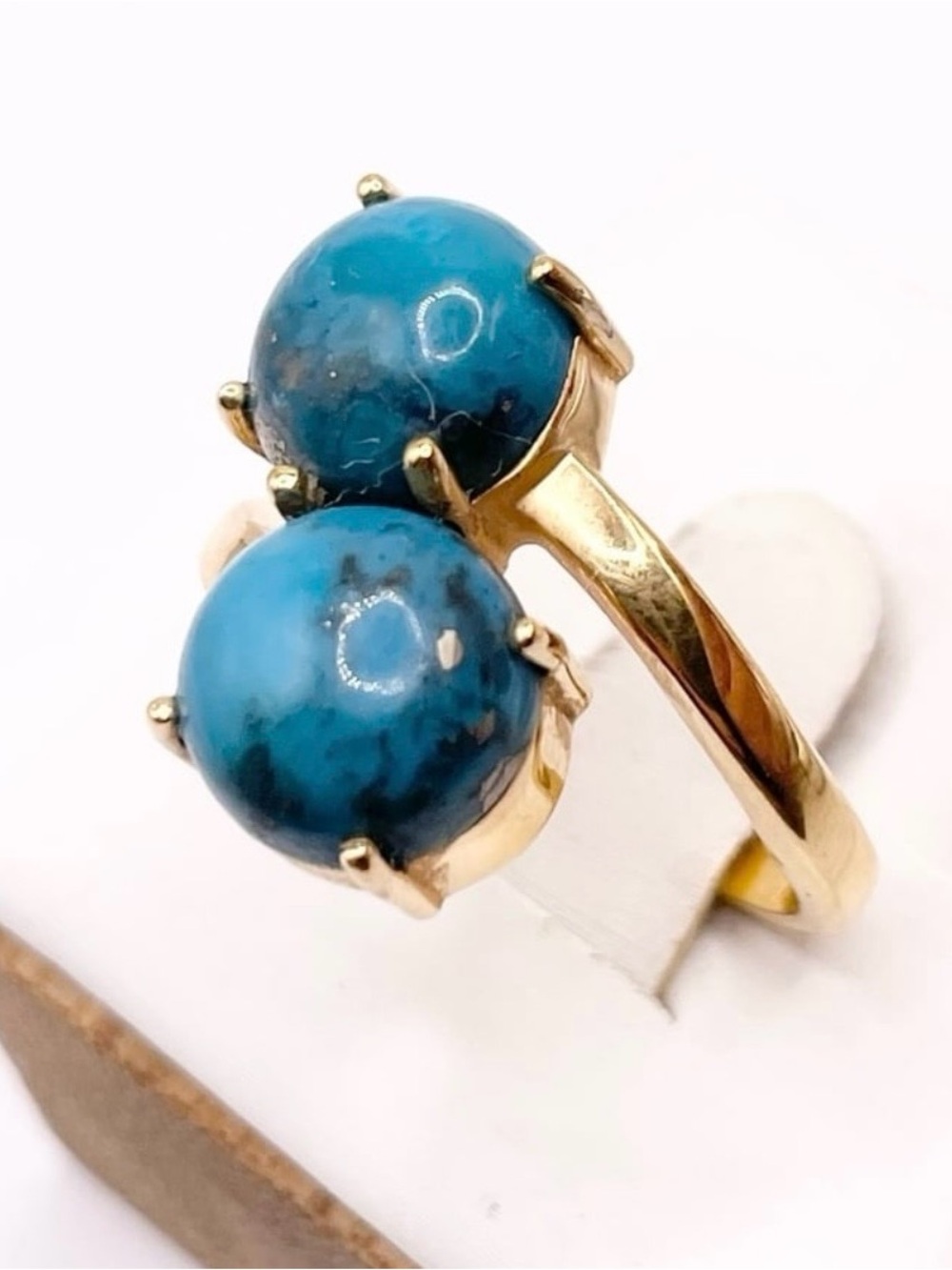 Size 7 blue turquoise 925 Sterling silver bypass Ring - Picture 2 of 8
